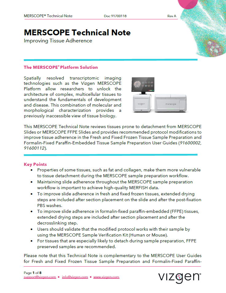 Tissue adherance tech note image